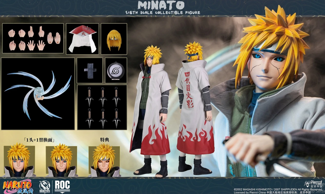 ROCKETTOYS Studio - Naruto Shippuden Minato Namikaze Yellow Flash Ver. X Fourth Hokage Ver. 1/6 Action Figure ROC-016 ROC-015 (Licensed)