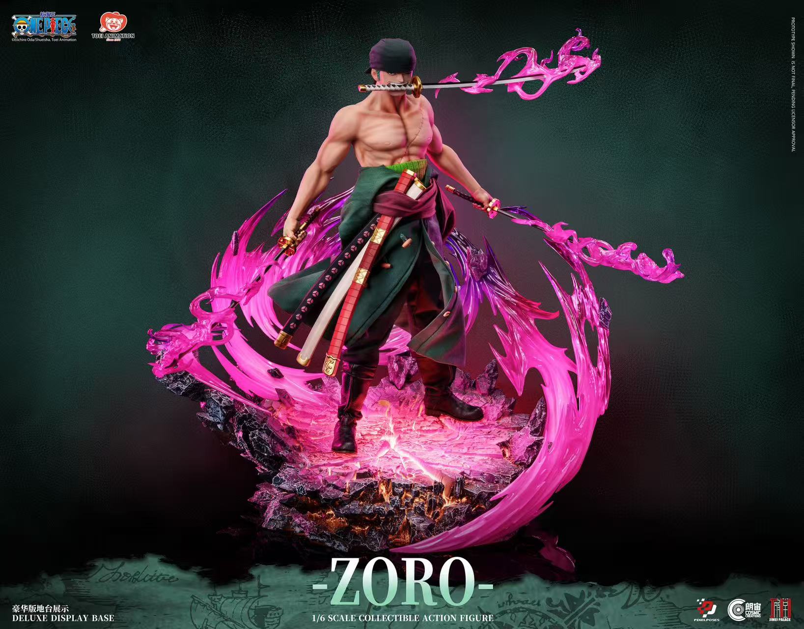 Pixel Poses X Cosmic Creations X JIMEI PALACE Studio - ONE PIECE Roronoa Zoro 1/6 Scale Platinum Silicone Action Figure (Licensed)