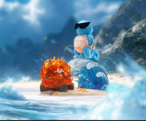 MMLAND Studio - Squirtle X Calcifer Pokémon X Howl's Moving Castle